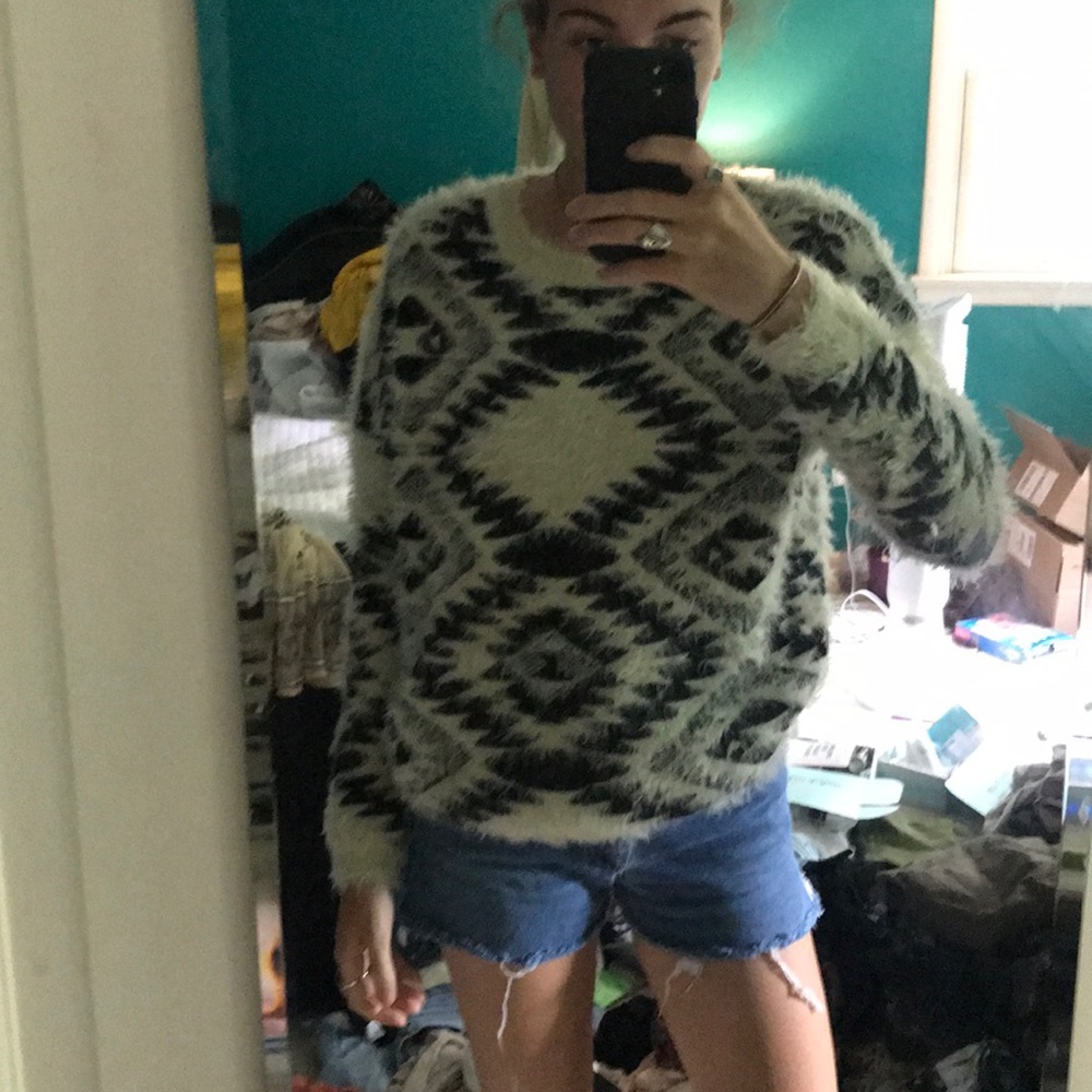 Urban outfitted fuzzy printed sweater